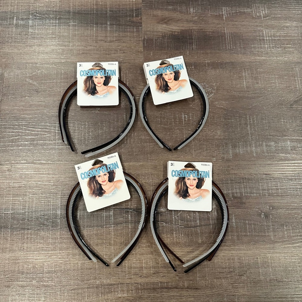 Cosmopolitan Vintage Y2K Tooth Comb Headbands 11 Pack Brown Black Clear Women OS